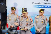 Kapolri Jenderal Listyo Sigit Prabowo saat Groundbreaking 20 Satuan Pelayanan Pemenuhan Gizi (SPPG) bersama dengan jajaran Polda Lampung, Lampung, Senin (28/7/2025). (Dok Humas Polri)(Shela Octavia)