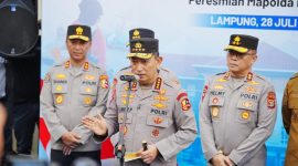 Kapolri Jenderal Listyo Sigit Prabowo saat Groundbreaking 20 Satuan Pelayanan Pemenuhan Gizi (SPPG) bersama dengan jajaran Polda Lampung, Lampung, Senin (28/7/2025). (Dok Humas Polri)(Shela Octavia)