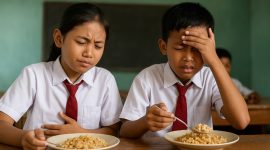 Dua siswa kelas 2 dan 4 SDN Karanganyar 1, Kecamatan Tambelangan, Kabupaten Sampang, Madura, mengalami diare setelah menyantap makanan dari program Makan Bergizi Gratis (MBG).