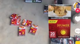 tangkap layar penampakan rokok ilegal merek Humer yang diduga berasal dari Pamekasan, saat diamankan Satpol PP dan Tim Satgas Kabupaten Manggarai Barat.