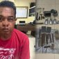 Petugas Satreskrim Polres Sumenep saat mengamankan pelaku berinisial M, warga Desa Banjar Barat, Kecamatan Gapura, yang diduga menyimpan bahan peledak ilegal di rumahnya.