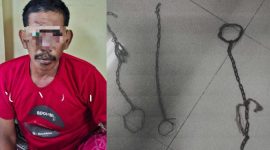 Tersangka S (50) saat diamankan Unit Resmob Satreskrim Polres Sumenep usai dua tahun buron dalam kasus pencurian sapi di Kecamatan Ganding.