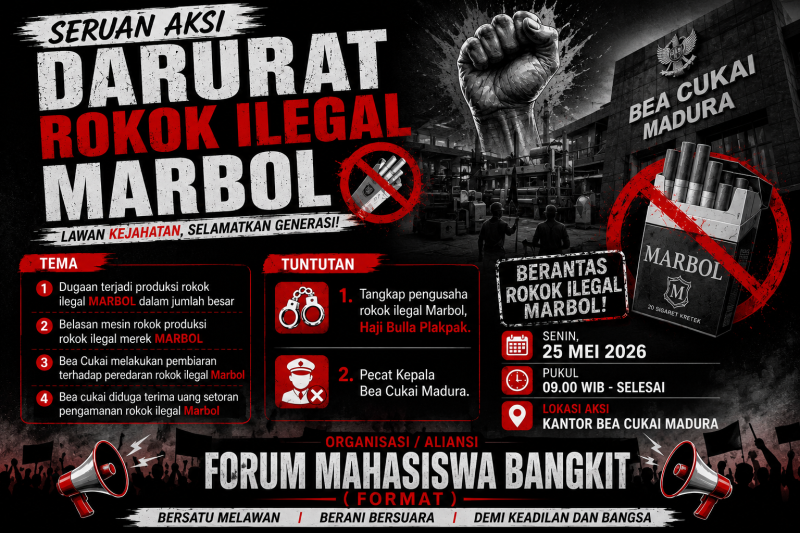Flayer seruan aksi Darurat Rokok Ilegal Marbol.